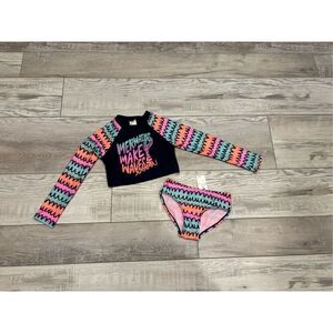 Cat & Jack 2pc swimsuit rash guard and bikini bottoms girls size XS 4-5